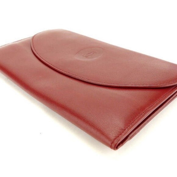 Cartier Wallet Purse Long Wallet Mastline Red Gold Woman Authentic Used - Picture 3 of 6